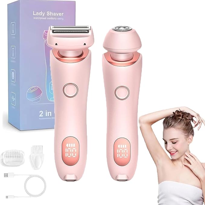 Dusk Razor for Women,Dusk Glide Pro 3.0 Razor - Bikini Portable Legs Body,2 in 1 Waterproof Electric Razors,Wet & Dry, Painless Hair Removal, Removable Head (Pink)