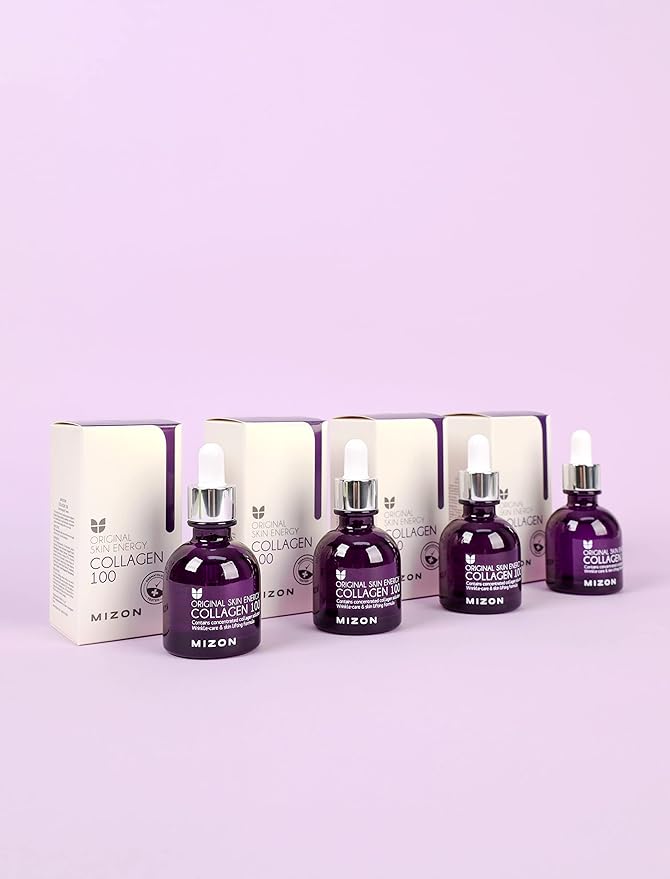 MIZON Collagen 100 Korean Ampoule with Concentrated Marine Collagen Elasticity Booster Serum Peptides Deep Hydration (1.01 fl. oz)