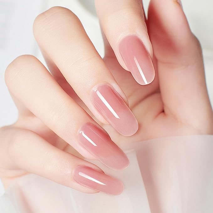 JODSONE 10ml Jelly Gel Nail Polish Set 6 Pale Colours White Pale Red Soft Pink Natural Nude Pale Purple Fresh Pink Purple All Seasons Neutral Soak off LED Lamp Gel Manicure Set for Nail Art