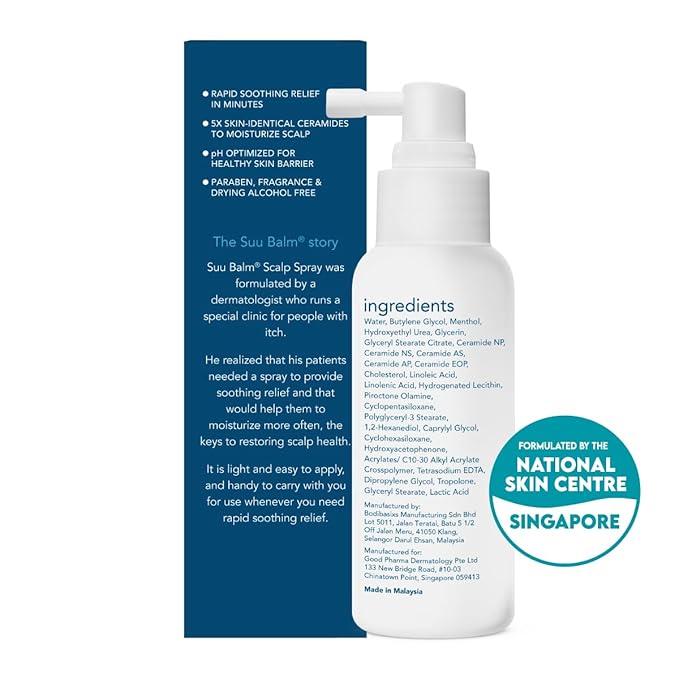 Rapid Itch Relief Anti-Dandruff Scalp Spray Moisturizer, Dry Scalp Spray, Cooling Itchy Scalp Treatment for Flaky Sensitive & Psoriasis, Derm-Formulated. Menthol & 5 Ceramides, 1.35 fl oz