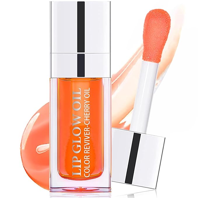 Plumping Lip Oil, Moisturizing Lip Glow Oil, Long Lasting Nourishing Lip Gloss Lip Balm, Non-sticky Transparent Toot Lip Oil Tinted for Lip Care and Dry Lip - Coral