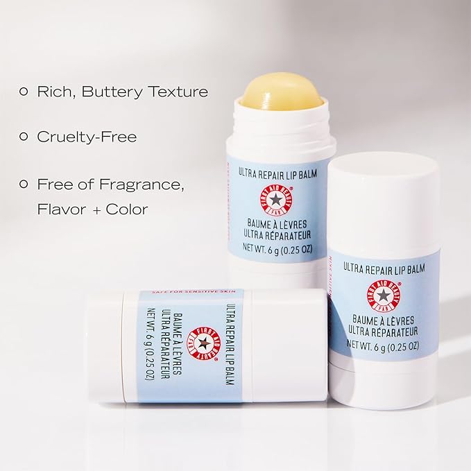 First Aid Beauty Ultra Repair Lip Balm – Instantly Hydrates to Leave Lips Soft, Supple + Plump – Concentrated Formula of Botanical Oils, Butters + Waxes – 0.25 oz