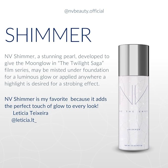 NV Perfecting Mist Shimmer Buildable Coverage Professional Airbrush Makeup with Plant-based Stem Cell Polypeptides, Vitamins A, D, E and Aloe, 1.5 ounces. SHIMMER