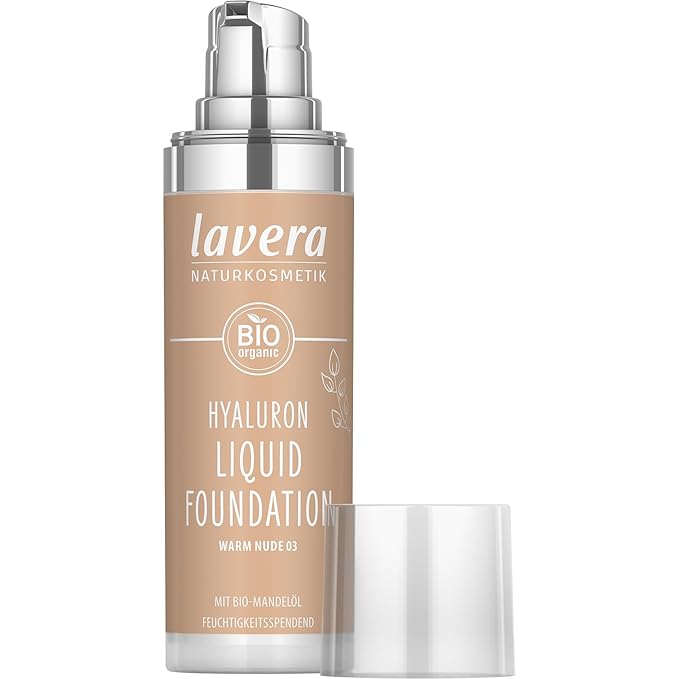 lavera Hyaluron Liquid Foundation - Warm Nude 03 - Foundation Make Up with Hyaluron & Almond Oil for a Flawless Complexion - Face Make Up - PETA Certified - Vegan - Made in Germany - 1 Fl Oz