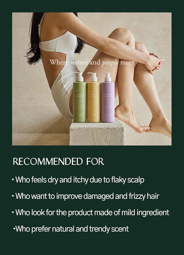 laferme Laminaria Shampoo with Organic Ingredient, Korean Clarifying Shampoo, Hydrating for Dry Hair, Strengthening for Weak Hair, Sulfate & Paraben-Free, for Women & Men, 33.8 FL OZ, Pear & Freesia