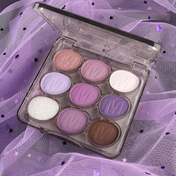 9 Colors Purple Grape Matte Shimmer Eyeshadow Palette for Eye Makeup,High Pigmented Brown Eye Shadow Primers Powder Palet de sombras de ojos