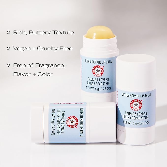 First Aid Beauty Ultra Repair Lip Balm – Instantly Hydrates to Leave Lips Soft, Supple + Plump – Concentrated Formula of Botanical Oils, Butters + Waxes – Three Pack, 3 * 0.25 oz