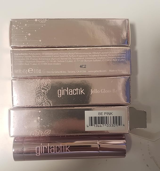 Girlactik Jello Gloss Lip Balm - Original Lip Care with Vitamin E, Aloe Vera, Avocado and Apricot Kernel Oil for Hydrating, Moisturizing Lip Balm with Glossy, Smooth, 4.5 g / 0.15 oz (Be Pink)