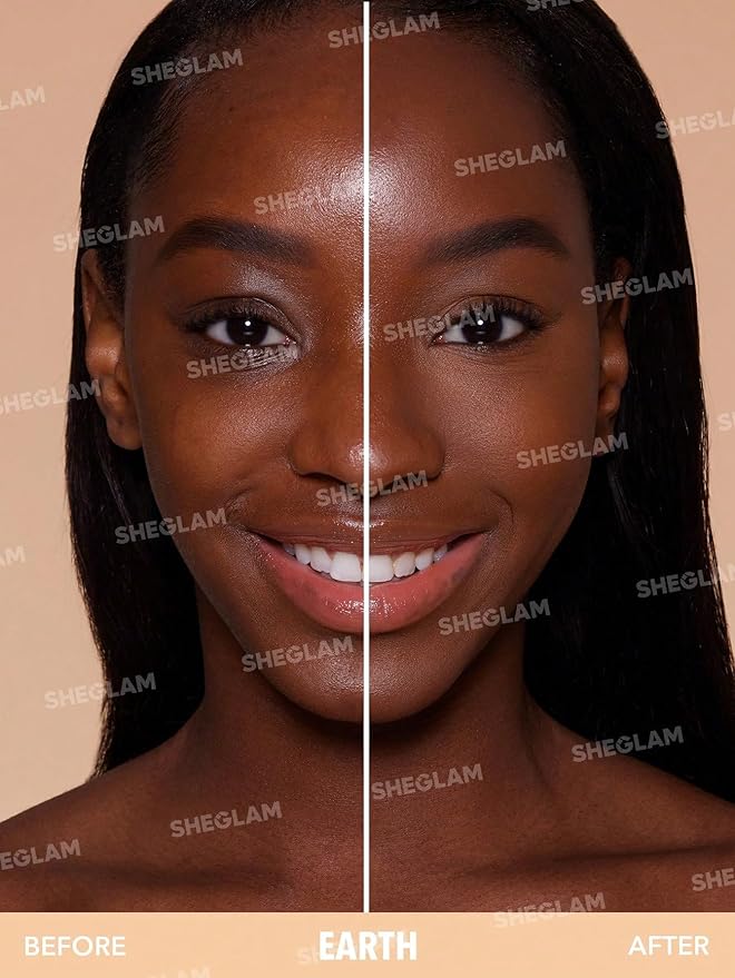 SHEGLAM SKin-Focus Full Coverage Powder Foundation Oil-Control Lightweight Face Pressed Powder Makeup-Camel