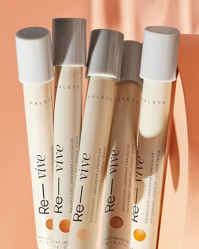 HALEYS Weightless Longwear Concealer (Medium Dark - Cool), Re-vive, Medium to Full Coverage, Gripping Concealer, All-Day Wear, Spot Concealing, Brightens, Streak-free, Light-diffusing, V+CF