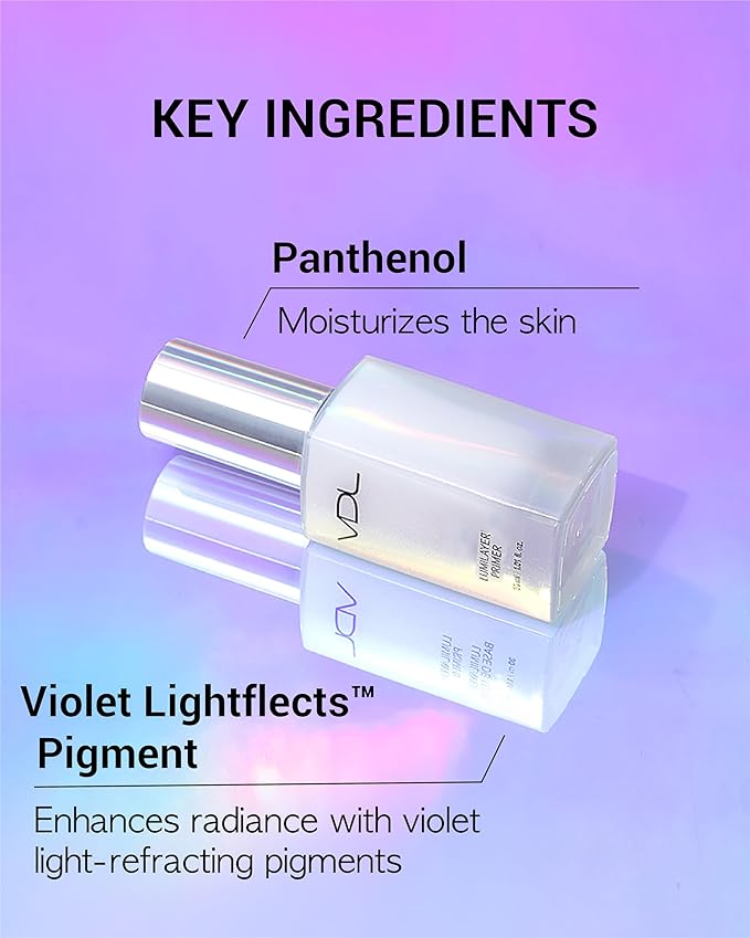 VDL Lumilayer Primer (Glowy Finish, 1.01fl oz) - Illuminating Pearl Makeup Base for Glowing Skin. Korean Makeup. Hydrating Radiance