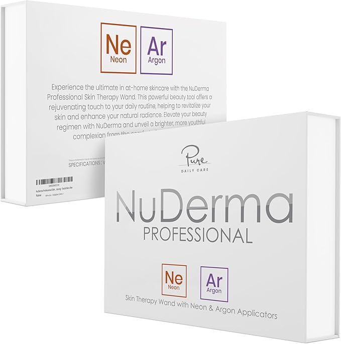 NuDerma Professional Skin Therapy Wand - Portable Skin Therapy Machine with 6 Neon & Argon Wands – Boost Your Skin – Clear Firm & Tighten