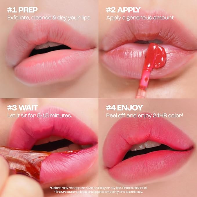 Rouge Star Plumping Lip Tattoo (0.17 oz) - 72-HR Long Lasting Waterproof Peel Off Lip Stain - Transfer-Proof, Non -Sticky Hydrating Matte Lip Tint Tattoo (Pop Pink)