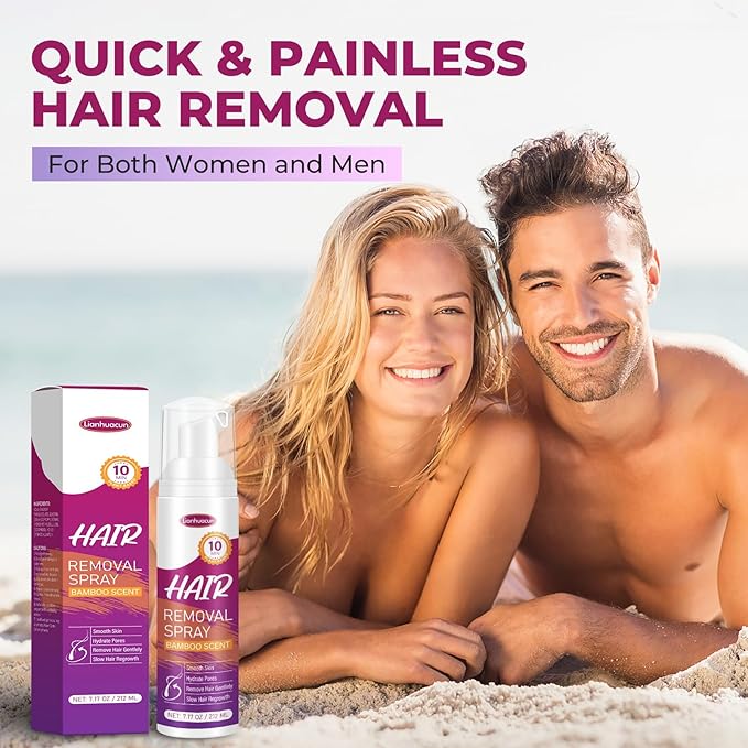 Hair Removal Spray for Women & Men: Hair Removal Cream Sensitive Skin, Painless for All Skin Types, Private Areas, Legs, Bikini, Body, and Back, 7.17OZ