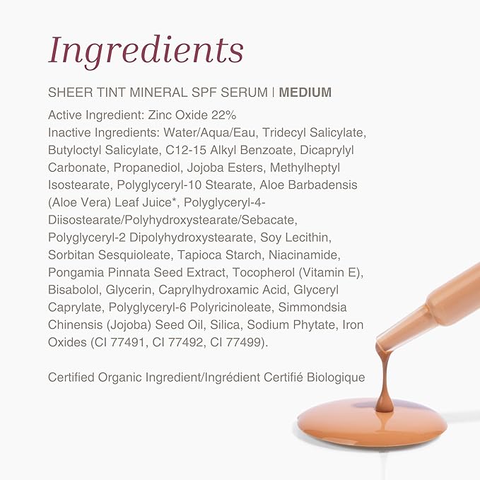 Mineral Fusion Face Serum, Sheer Tint Mineral SPF Serum, 1 Fl Oz, Tan, Tinted Broad Spectrum SPF 50 Mineral Sunscreen, Sheer Coverage, Lightweight & Dewy Finish for Glowing, Protected Skin