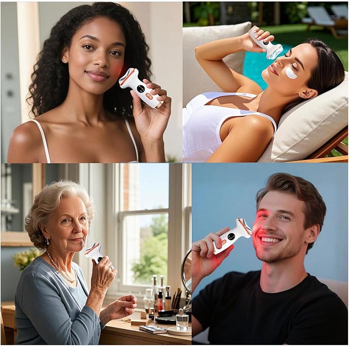 Cold Heat Facial Massager Red Light Therapy for Face Neck Eye Lifting Firming Depuffing,7-in-1 LED Facial Sculptor Skin Care,Cooling Electric gua sha Lift Device Reduce Forehead Frown Smile Line