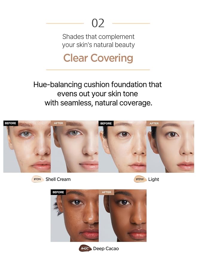 JUNG SAEM MOOL Essential Skin Nuder Cushion 22C Petal Light 0.49 Fl Oz, No Refill, Natural Radiant Finish Cushion Foundation with Buildable Coverage, Lightweight Texture, Korean Foundation Makeup
