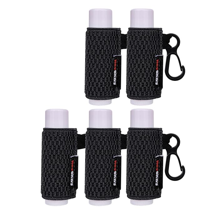 5PCS Lip Balm Holder Lipstick Sleeves Keychain Lip Gloss Holder Keychain Chapstick Elastic Sleeves(Black x5)