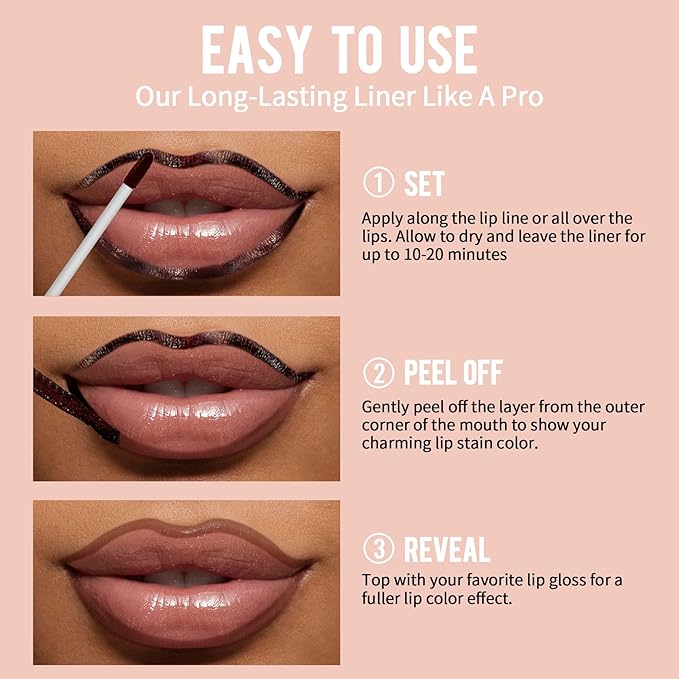 iMethod Natural Long Lasting Lip Stain Peel Off - Waterproof Stay On All Day, Transfer-Proof, Highly Pigmented, Instant Peel Off Lip Stain Color, Nude Pink