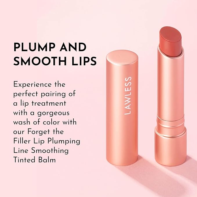 LAWLESS Forget the Filler Lip Plumping Line Smoothing Tinted Balm - Georgie - Premium Tinted Lip Balm with Natural Ingredients to Plump and Smooth Lips for a Firmer, Fuller Look - 0.09 oz