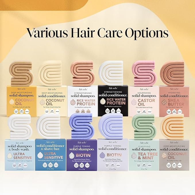 Kitsch Coconut Oil Shampoo and Conditioner Set – Deep Moisturizing Shampoo and Conditioner Bar for Dry Damaged Hair – Hydrating Solid Bars for Curly, Coily & Color Treated Hair – Made in USA