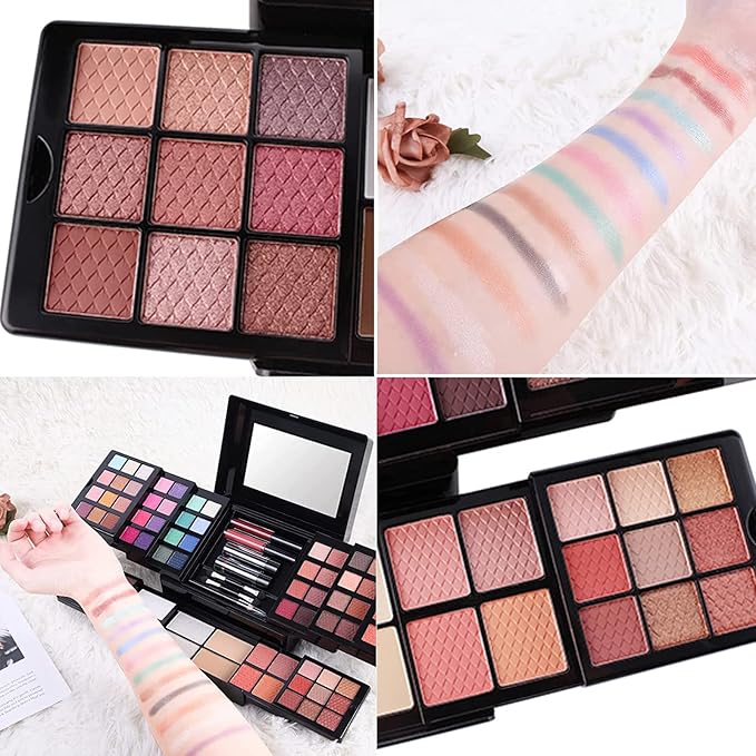 88 Colors Professional Makeup Palette Set Kit Combination, All In One Makeup Gift Set for women Full Kit, include Eyeshadow,Lipstick,Compact Powder,Eyeliner,Concealer(006-Black)