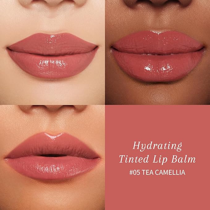 Tinted Lip Balm Plumper, Glossy, Pump Lips, Lightweight, Moisturize & Tint with Jojoba Seed Oil, Vegan Lip Balm Lip Care Present, Tea Camellia