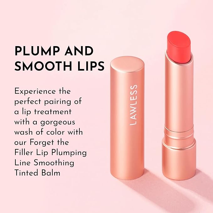 LAWLESS Forget the Filler Lip Plumping Line Smoothing Tinted Balm - Cherry Vanilla - Premium Tinted Lip Balm with Natural Ingredients to Plump and Smooth Lips for a Firmer, Fuller Look - 0.09 oz