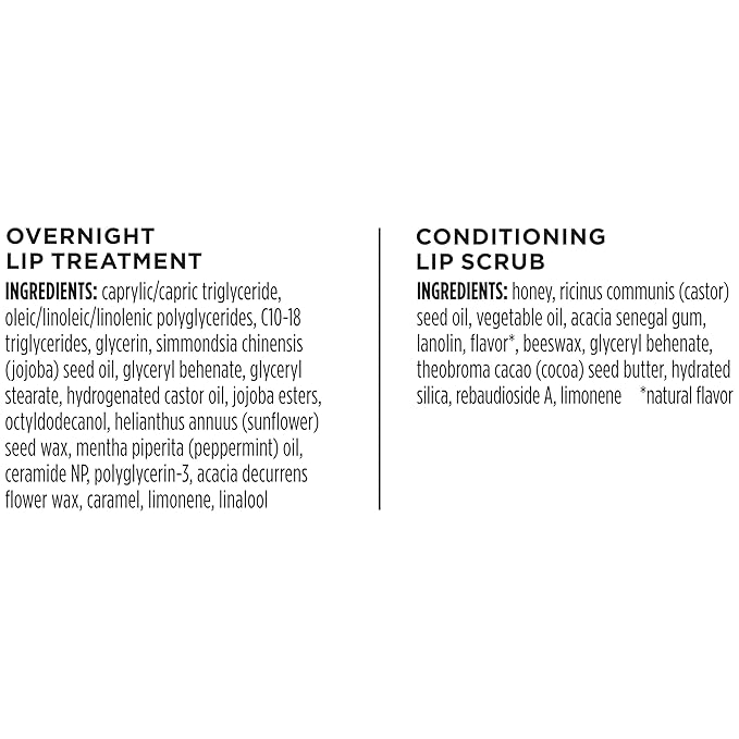 Burt’s Bees Conditioning Lip Scrub and Overnight Intensive Lip Treatment, With Ceramides, College Back to School Dorm Essentials, Exfoliates and Hydrates Lips 8 Hours, Natural Origin, 2 Jars, 0.25 oz