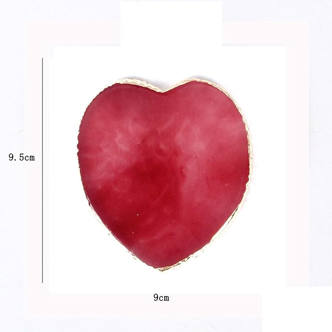 AKOAK 1 Pack Nail Heart Shape Resin Palette Agate Golden Edge Palette Crystal Edge Shooting Prop Palette Works Display Board Tools (Red)