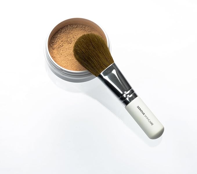 Serious Skincare BELLA ROSE PRO-MINERALS Loose Mineral Powder Makeup Foundation SPF 15 with Application Brush - Lightweight - Buildable Coverage - Luminous Matte Finish - Talc Free - 0.50 oz - Medium