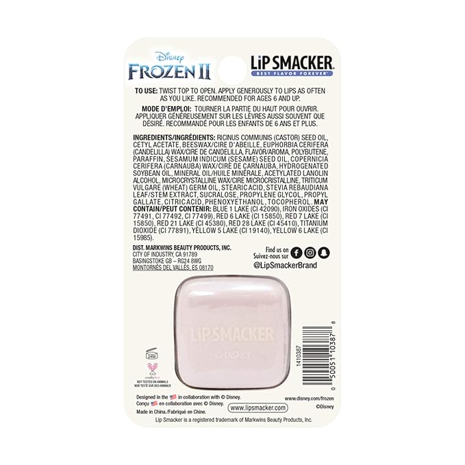 Lip Smacker Disney Frozen II Anna Cube Flavored Lip Balm Keychain, Anna Magical Berry, Clear, For Kids