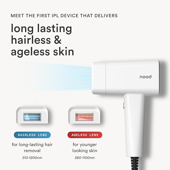 NEW Nood™ Flasher Pro — IPL Laser Hair Removal Device for Women & Men with Sapphire Cooling — Pain-free & Permanent, Visible Results After First Use & Works Everywhere Hair Grows — Gloss White
