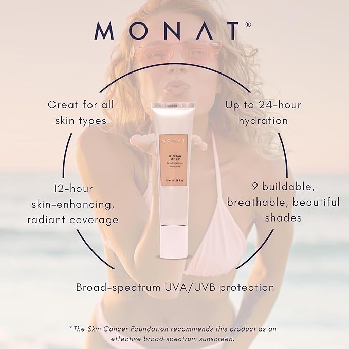 Monat BB Cream SPF 40 - Vanilla Broad-Spectrum Moisturizer, Lightweight Tinted Coverage, Fragrance-Free, 35ml/1.18 fl. oz.