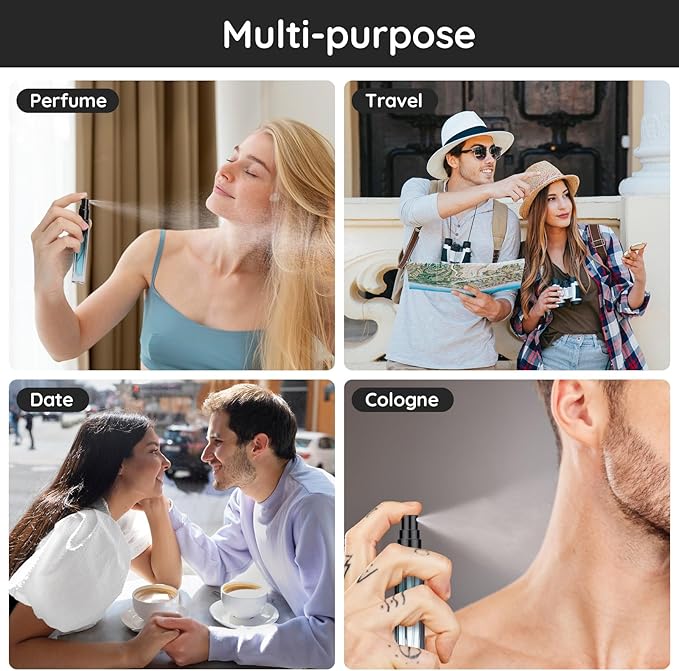 Segbeauty Refillable Perfume Bottle Travel, 5pcs 10ML Mini Glass Spray Bottles for Perfume, Empty Fine Mist Cologne Sprayer Portable Sample Container Atomizer for Dispensing Toilteries Liquid Cosmetic