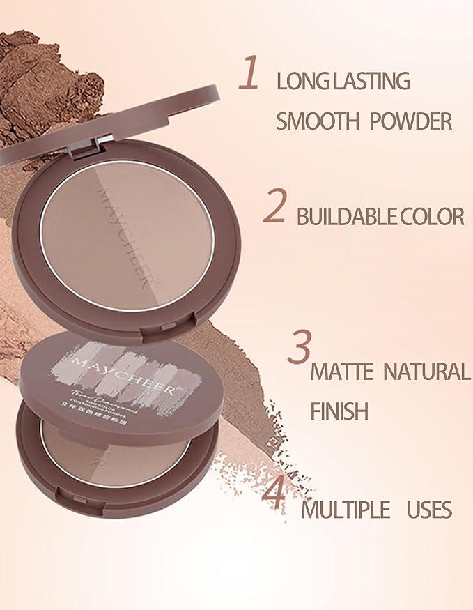 2 in 1 Contour Palette Face Sculpting Grey Contour Powder Palette Face Bronzer Makeup Contouring Palette with Mirror - Highly Pigmented Contour Shadow For Light Skin tone