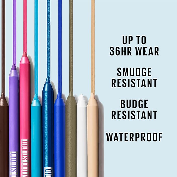 Maybelline New York Tattoo Studio Long-Lasting Sharpenable Eyeliner Pencil, Glide on Smooth Gel Pigments with 36 Hour Wear, Waterproof Ultra Pink 0.04 oz