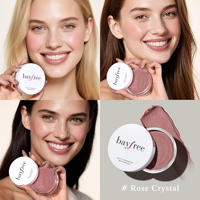 Multi Glow Balm, Cream Blush for Cheeks, Blush Balm Face Makeup, Radiant Finish, Hydrating, Creamy, Lightweight & Blendable Color, Face Balm, 0.63 Oz (Rose Crystal)
