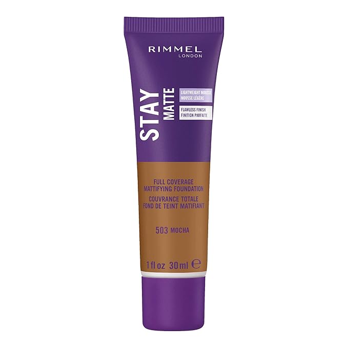 Rimmel London Stay Matte Liquid Mousse - 503 Mocha - Foundation, Lightweight, Shine Control, Oil-Free, 1oz