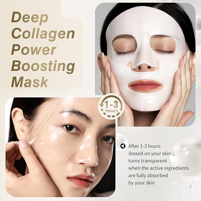 ISTON 6 Pack Bio-Collagen Real Deep Anti Wrinkle Lifting Mask,Overnight Hydrating Face Mask for All Skin Types -Pore Minimizing,Elasticity Enhancing,Firming,Moisturizing