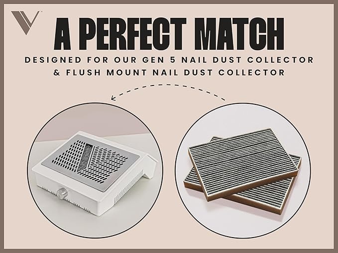V Beauty Pure Gen 5 Nail Dust Collector Filter - Dust Collector System, Nail Tech Must Haves, Professional Supplies, Made with Carbon Activation Technology for Effective Filtration - 5 Pack
