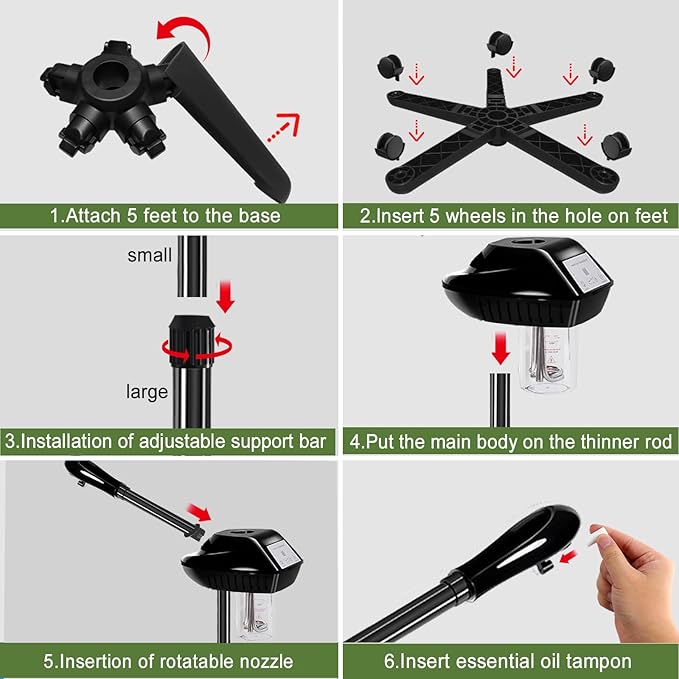 Professional Face Steamer on Wheels,Ozone Face Steamer for Deep Facial Cleansing
