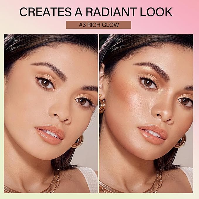 On-The-Go Bronzer Stick,Multi-Use Cream Contour Stick,Natural Long Lasting Face Bronzer,Smooth Highlighter Contour Stick,Bronze Contour Makeup Facial Shaping,02 Soft Glow
