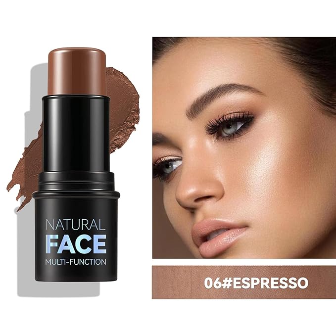 3pcs Face Contour Stick Makeup Set, Highlighter Stick Blush Stick Cream Contour Kit with Brush, Contouring Stick for Fair Skin, Concealer Makeup Stick Gift for Beginner Women Teen Girls