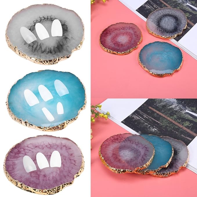 Nail Art Palette, Natural Resin Stone Nail Art Palette for Painting Placing Things Making Nail(Blue)