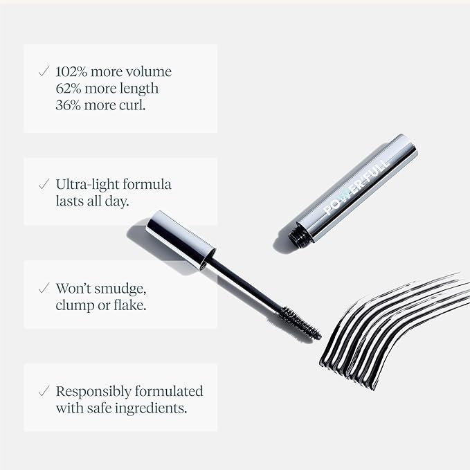 Wonderskin Mascara - Black Mascara for Volume, Length, and Curl - Lengthening, Volumizing & Smudge Proof Lash Makeup