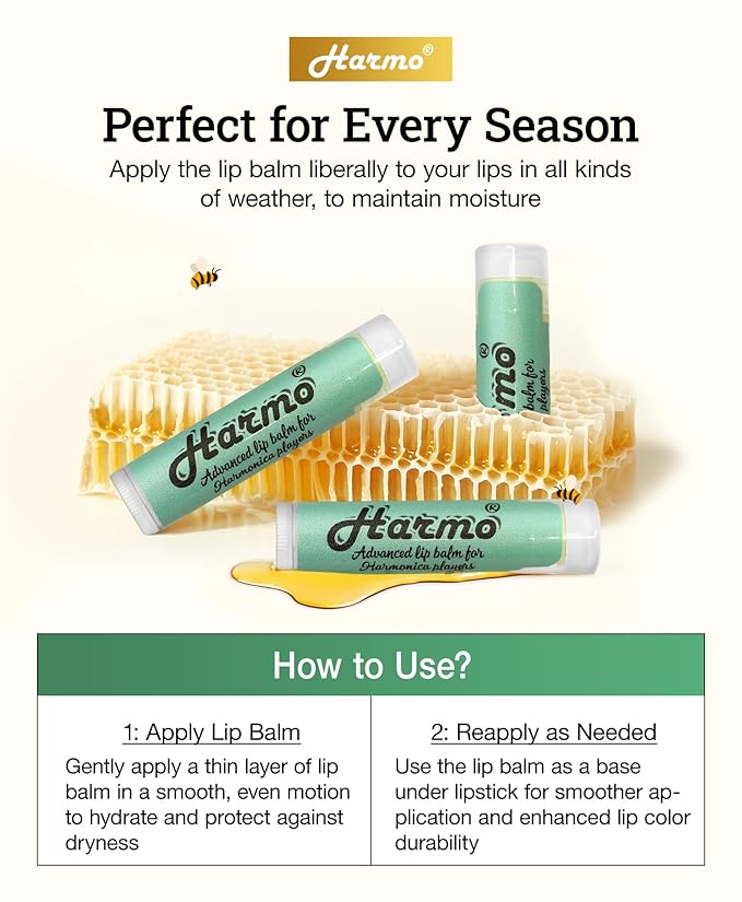 Harmo - Organic Lip Balm, Moisturizing Natural Lip Balm with Coconut Oil & Vitamin E, 3 Pack Mint Flavor - with Coconut Oil, Vitamin E- Made in USA