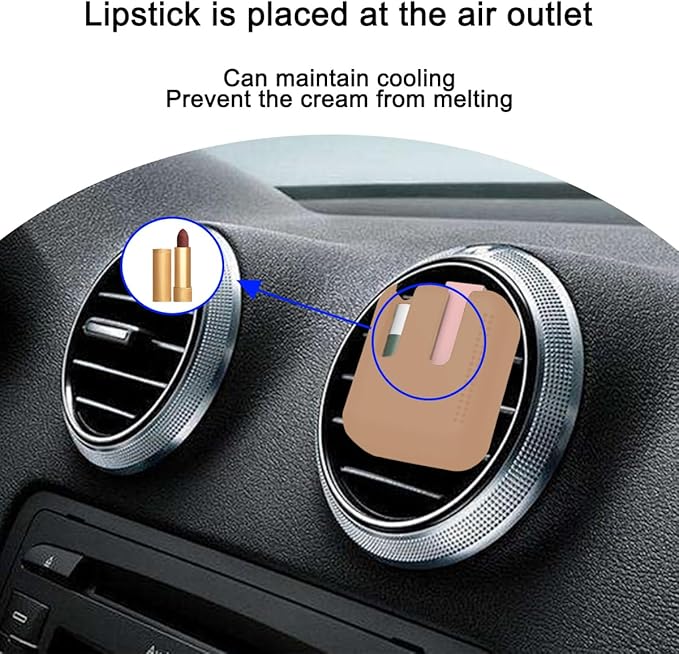 Holder for Car Air Vent, Upright Washable Lip Balm Protector for Women Girls, Auto Interior Space Saving Accessories, Universal for Vehicle, Truck and More(Brown)
