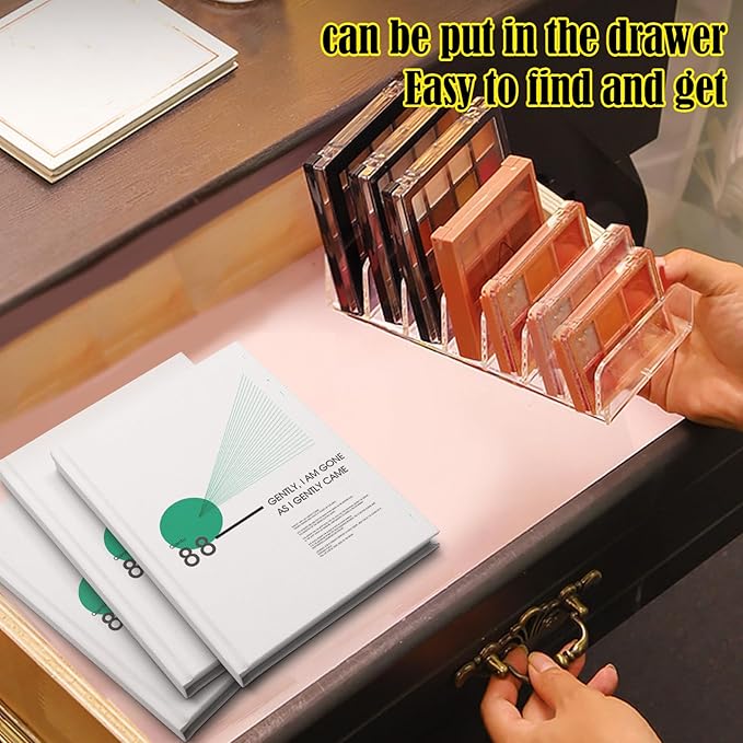 Makeup Palette Organizer,Acrylic Eyeshadow Palette Pallet Holder,7 Sectons BPA-Free Divided Make Up Blush,Contour Storage Holder Cosmetic Eye Shadow Display Stand Clear Rack Vanity Holder(2 Pack)