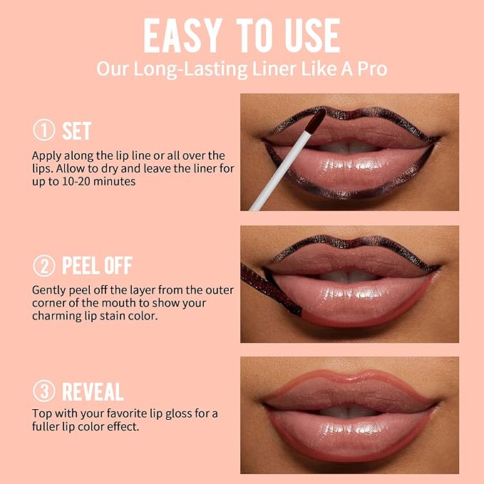 iMethod Lip Stain - Lip Liner Stain, Peel Off Lip Stain with Tweezer, Natural Long Lasting Lip Stain Peel Off, Waterproof, Easy to Use, Stay On All Day, Mauve